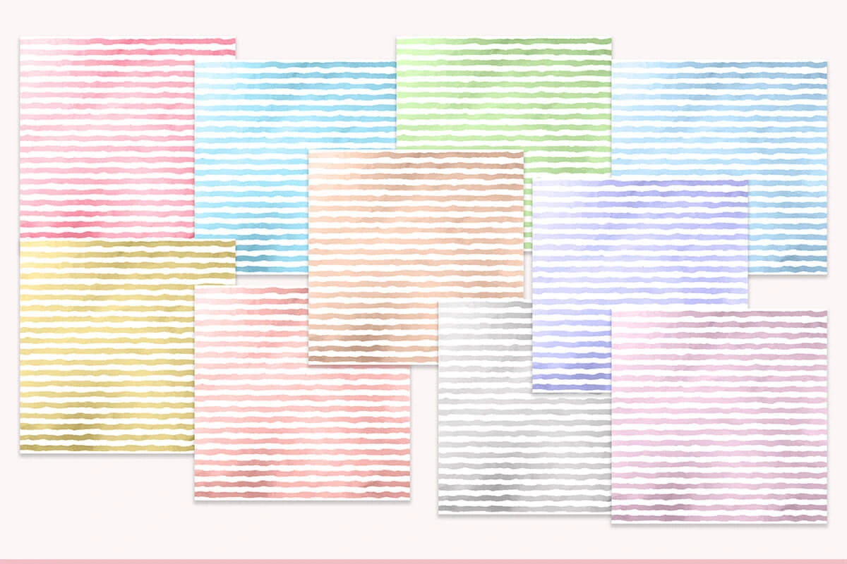 Watercolor Stripe Digital Papers