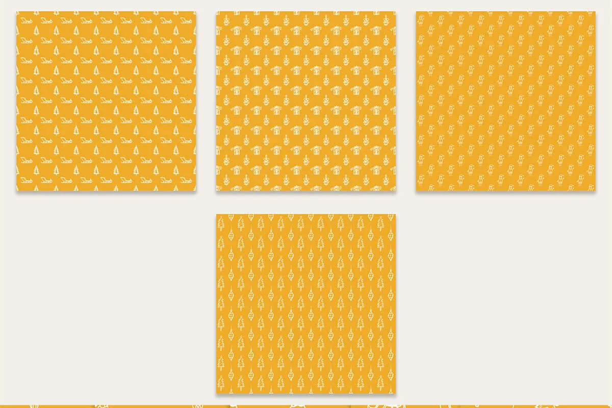 Yellow and White Christmas Holiday Digital Papers
