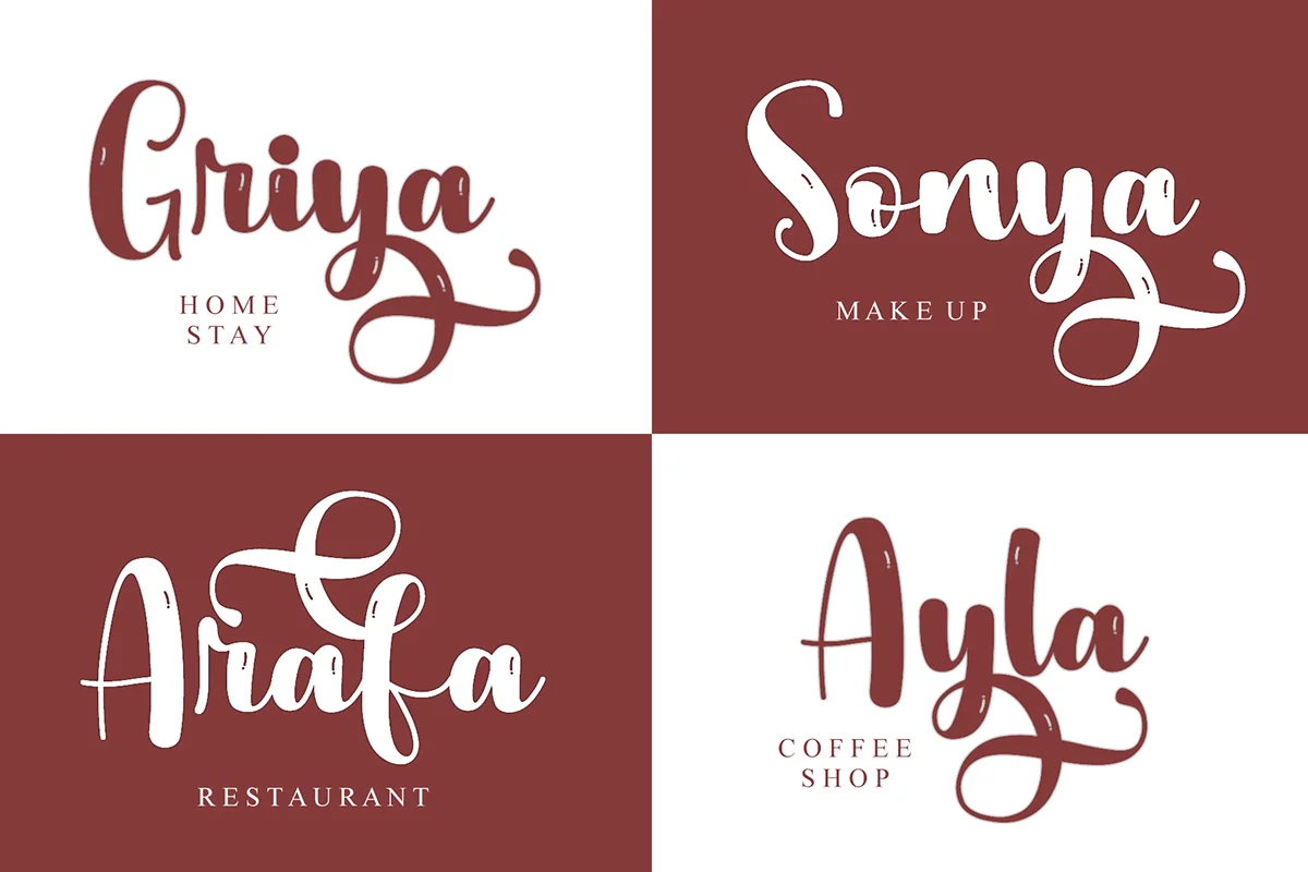 Aryaka Calligraphy Font Preview 2