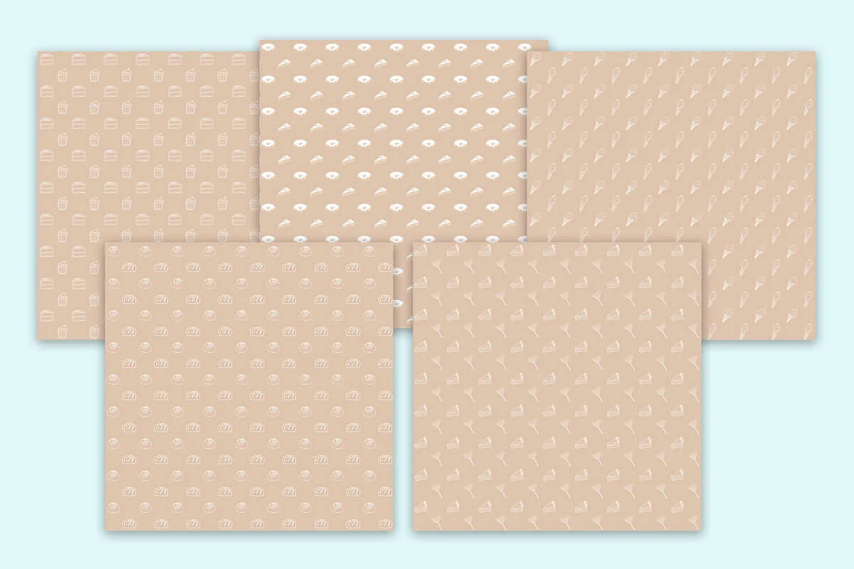 Beige & White Doodle Sweets Digital Papers