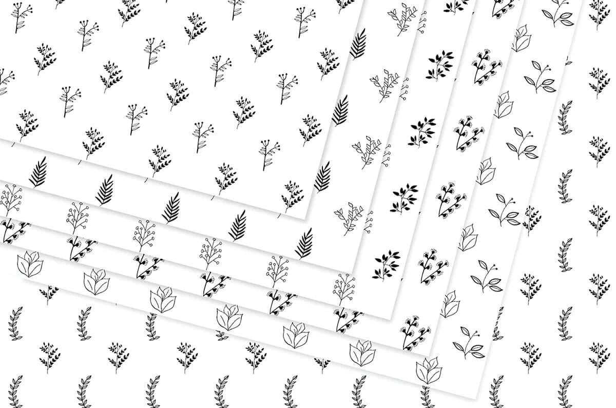 Black & White Botanical Digital Papers