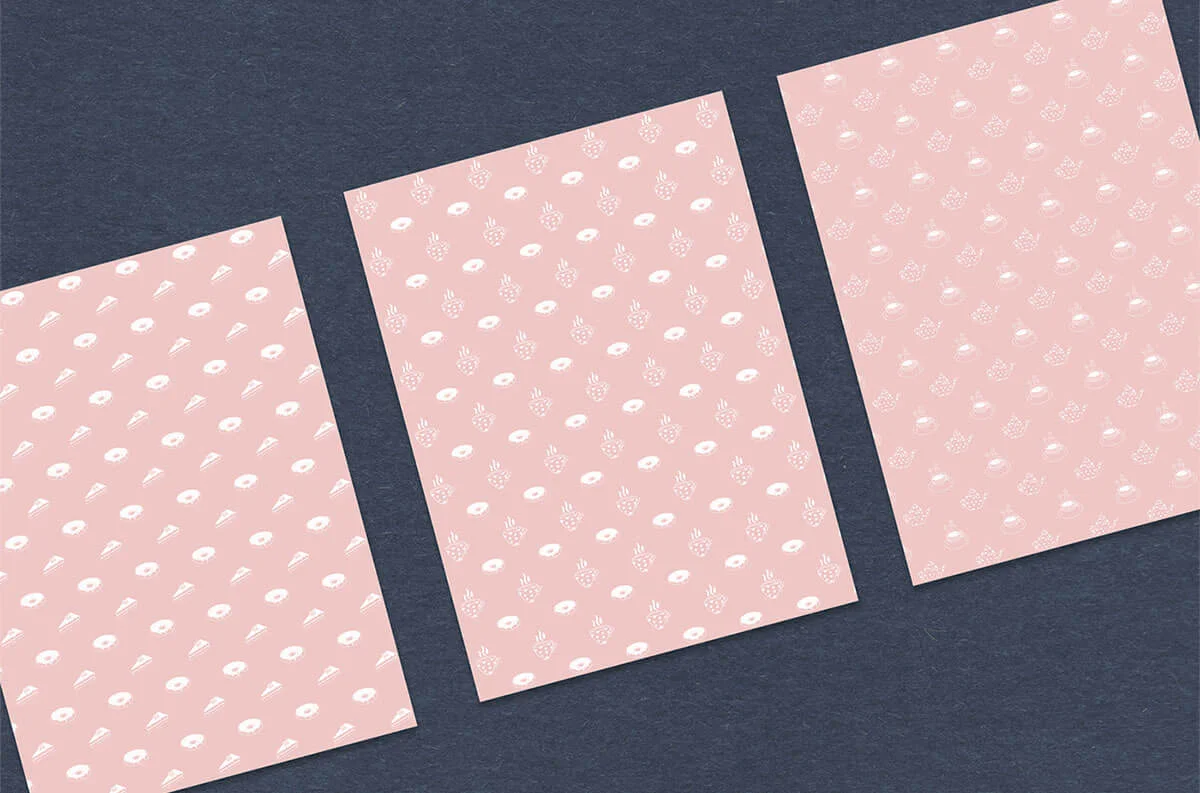 Blush Pink & White Doodle Sweets Digital Paper