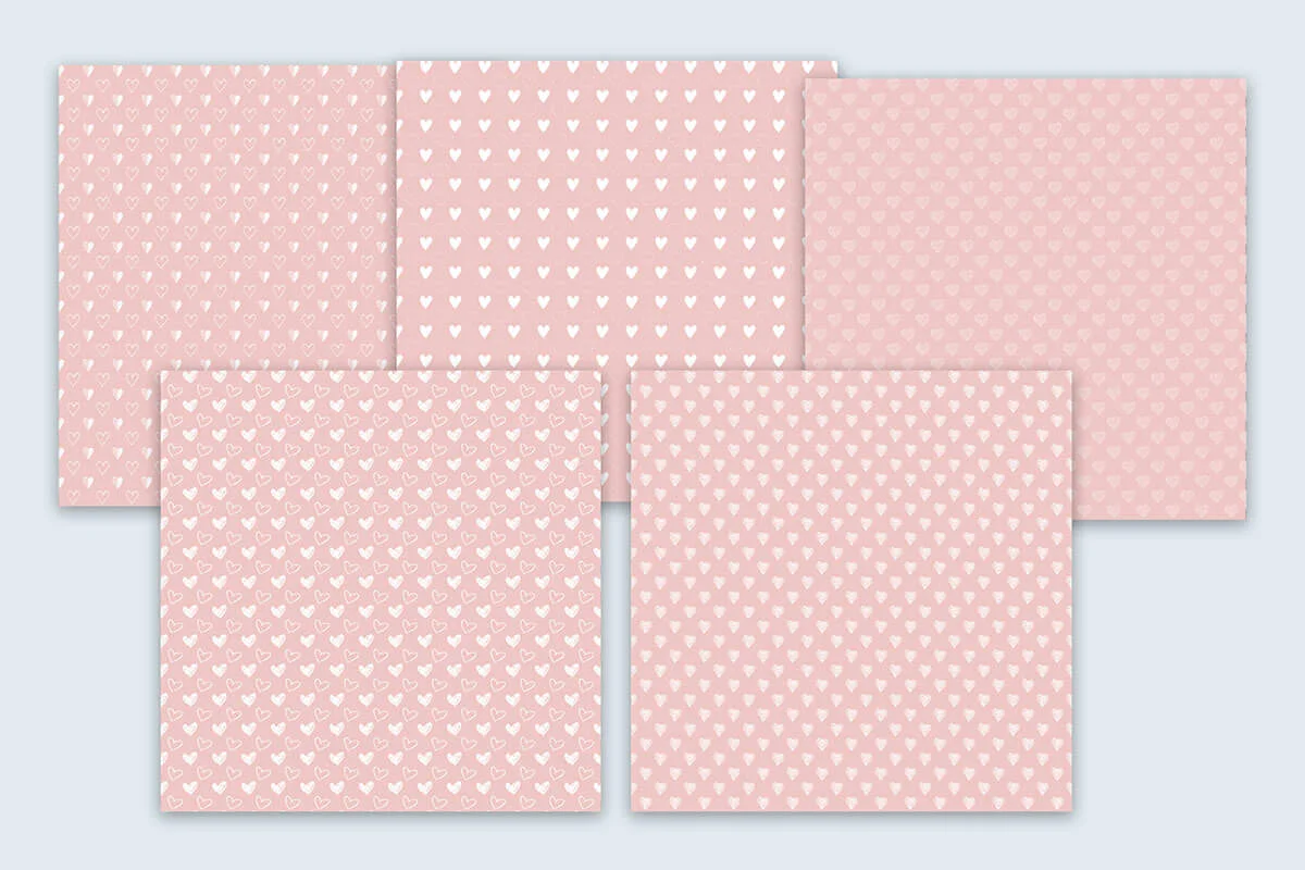 Blush Pink and White Heart Digital Papers Preview 1