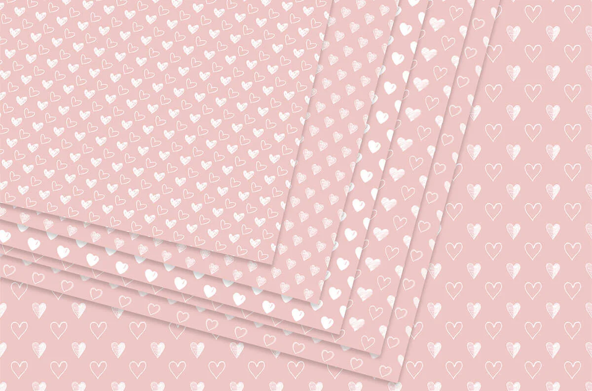 Blush Pink & White Heart Digital Papers