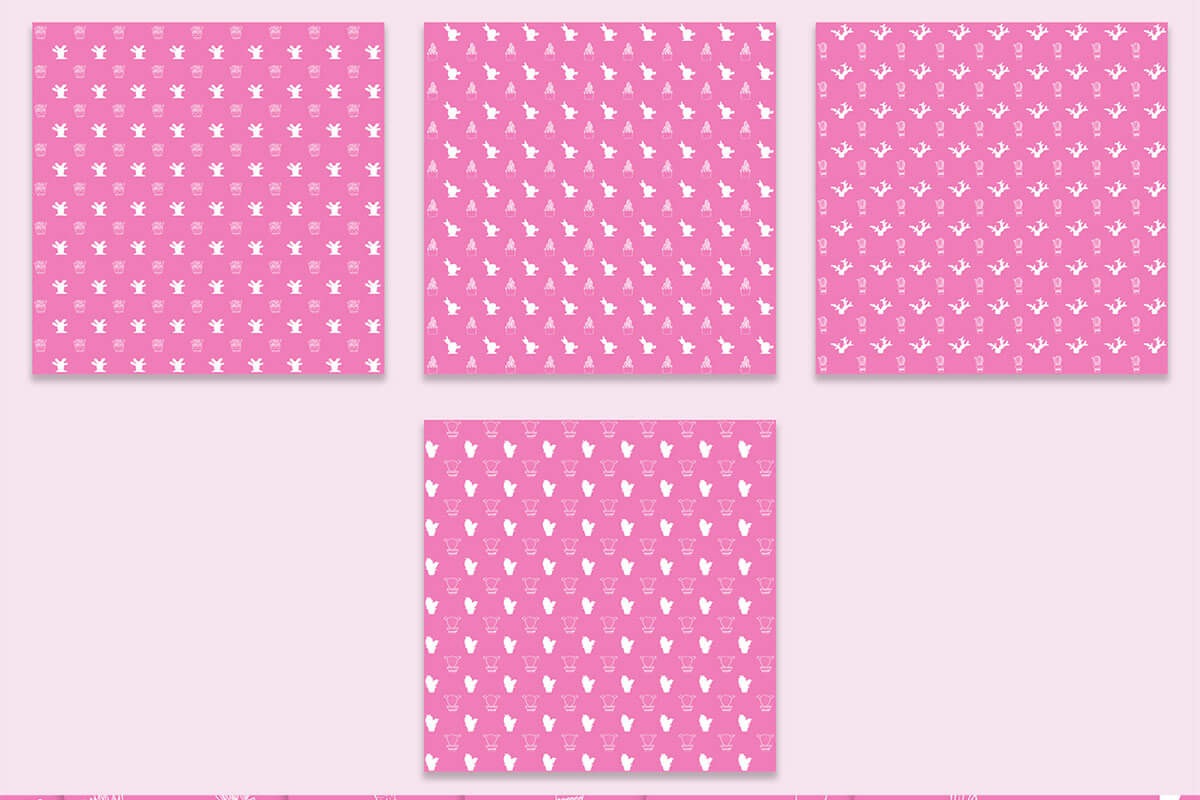 Cyclamen Pink & White Cactus Digital Papers