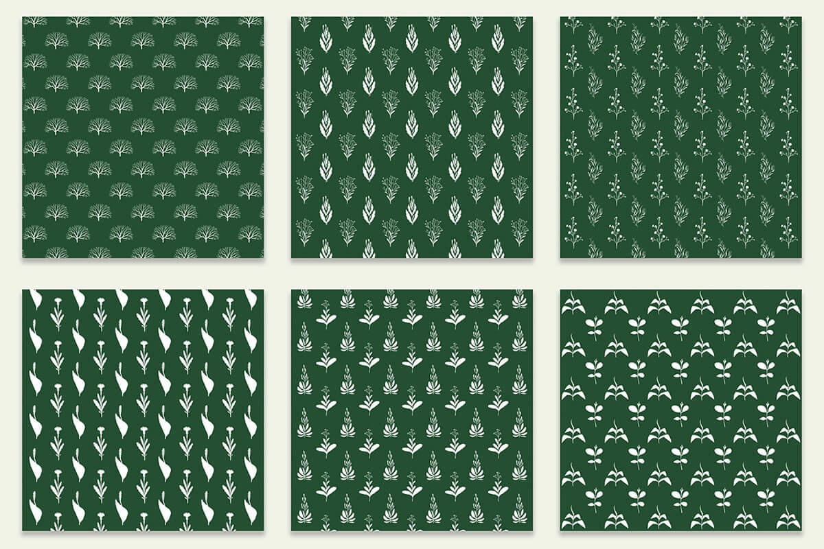 Deep Green and White Natural Digital Papers Preview 1