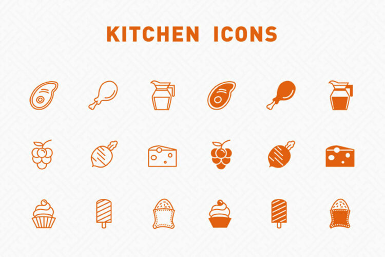 Line and Filled Kitchen Icons Feature Image