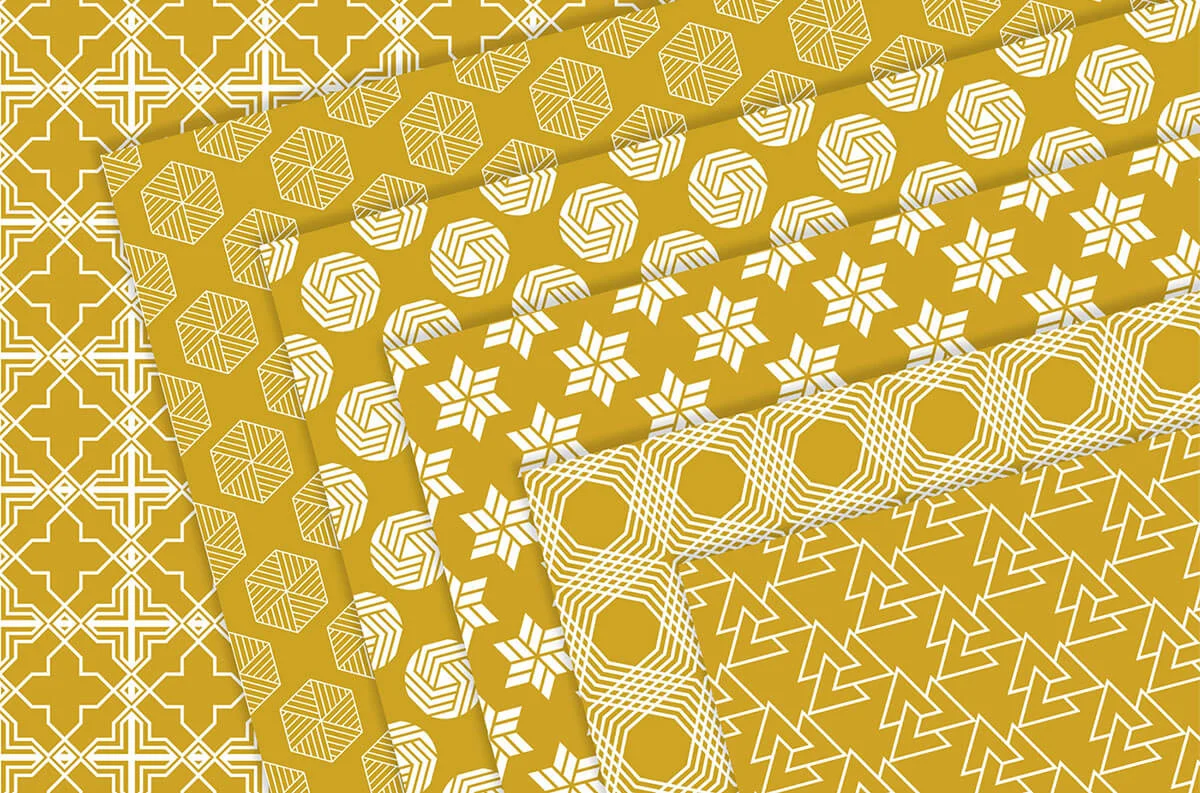 Gold & White Geometric Digital Papers