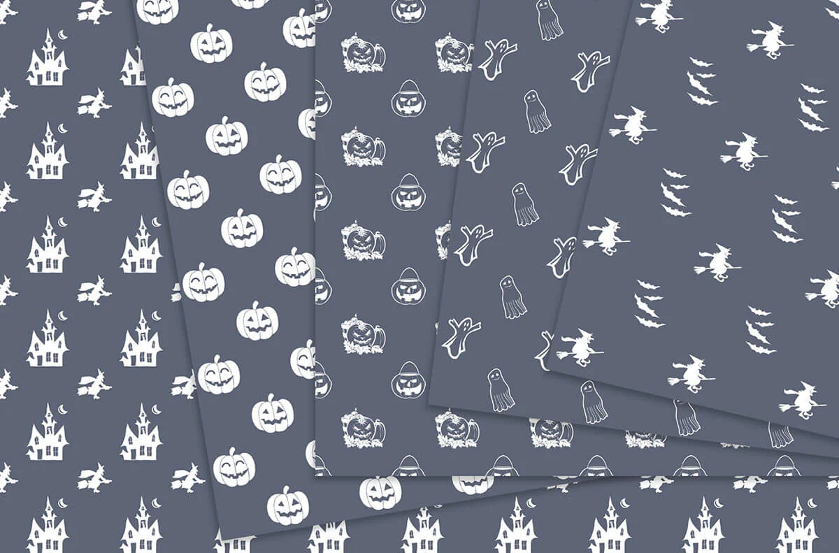 Gray & White Halloween Digital Papers