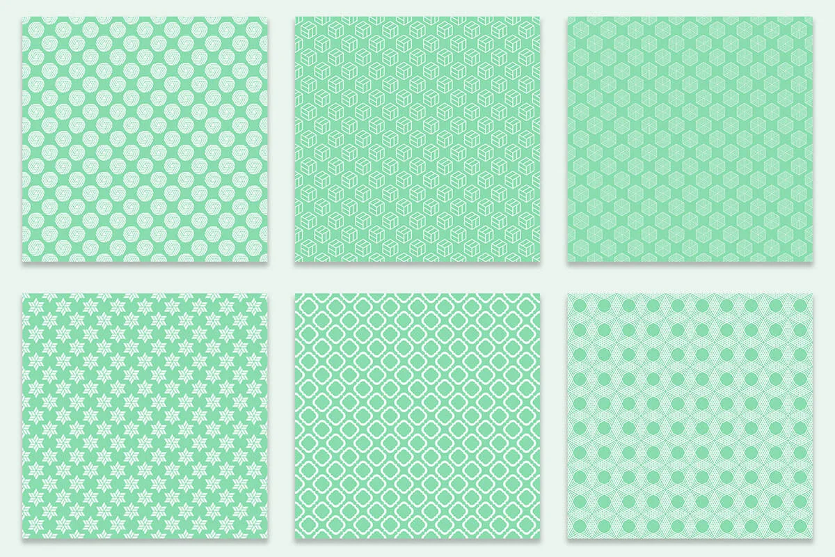 Mint Green and White Geometric Digital Papers Preview 1