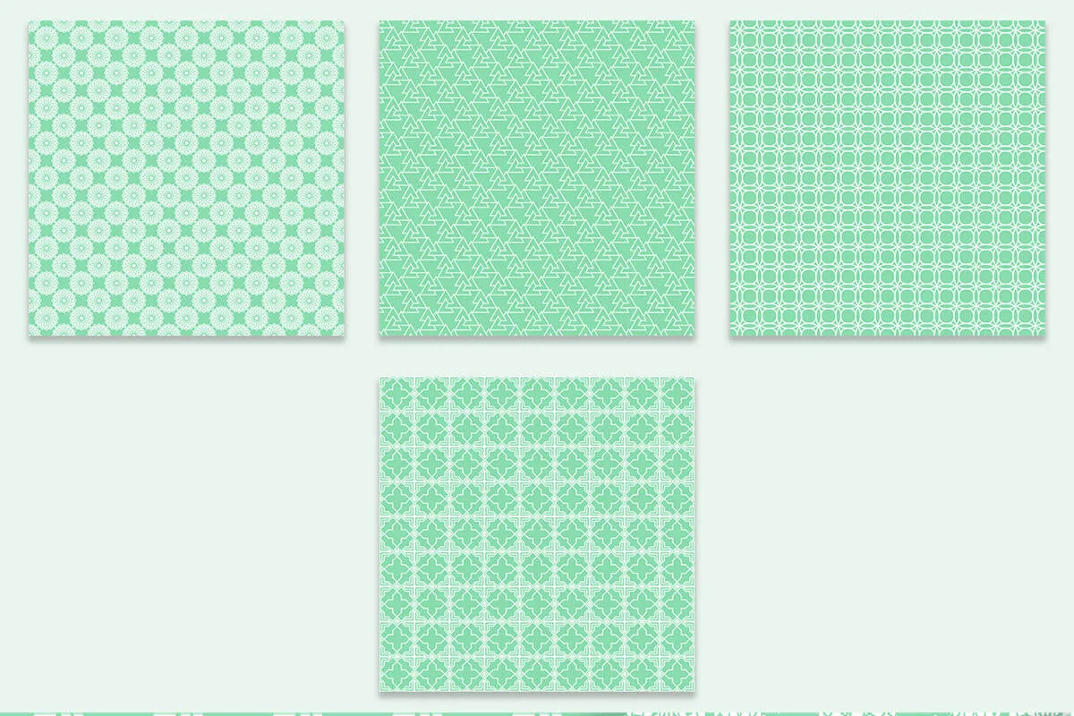 Mint Green & White Geometric Digital Papers
