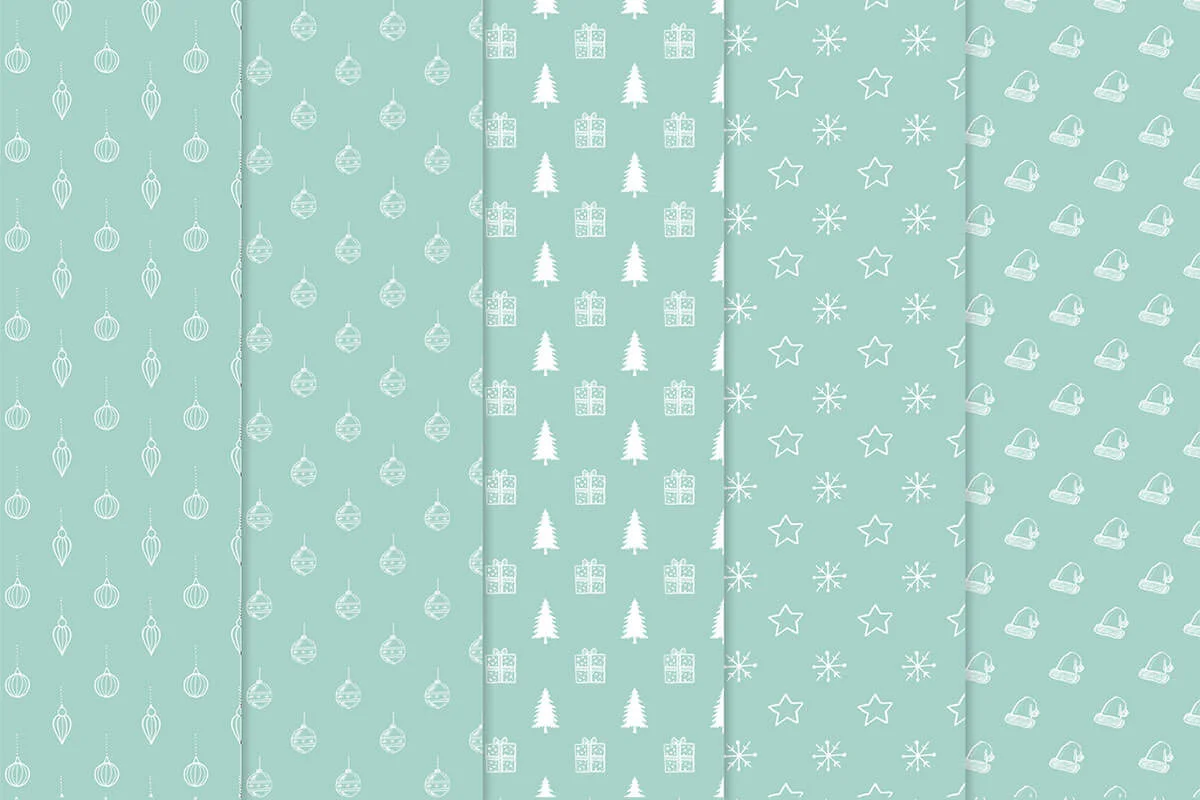 Mint & White Christmas Digital Papers