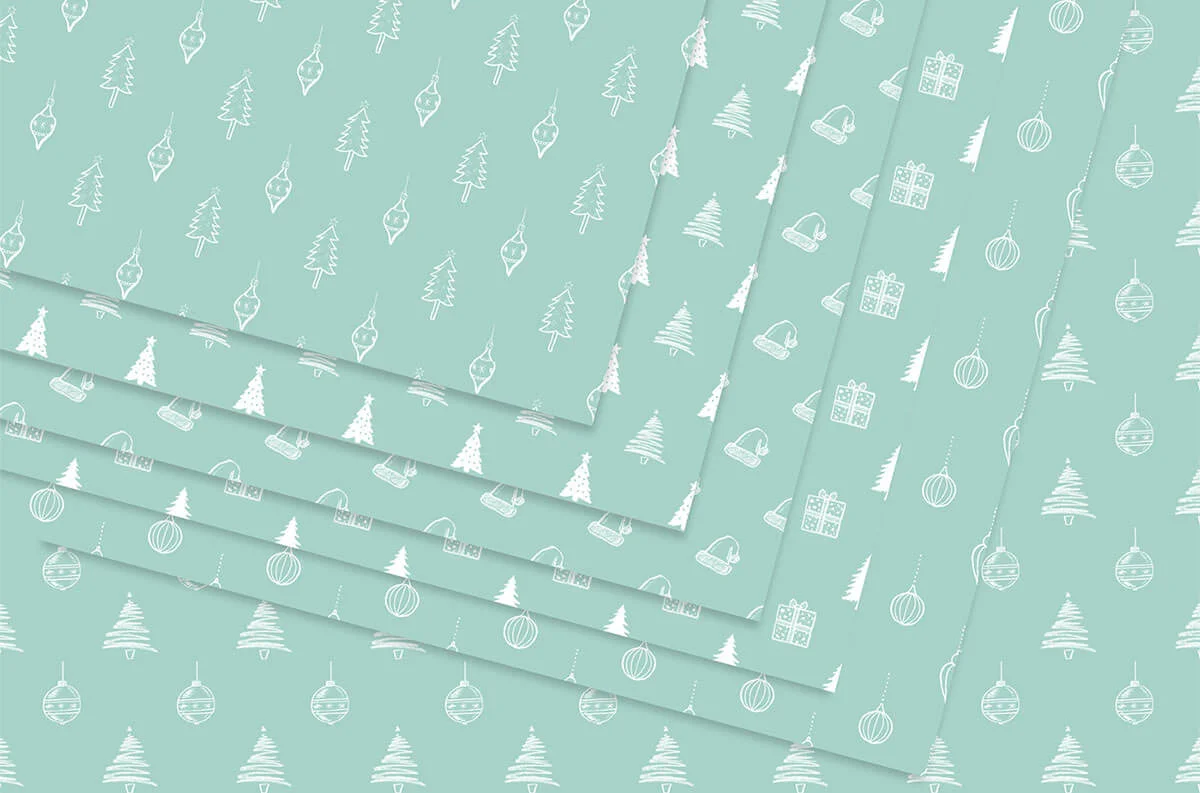 Mint and White Christmas Digital Papers Preview 3