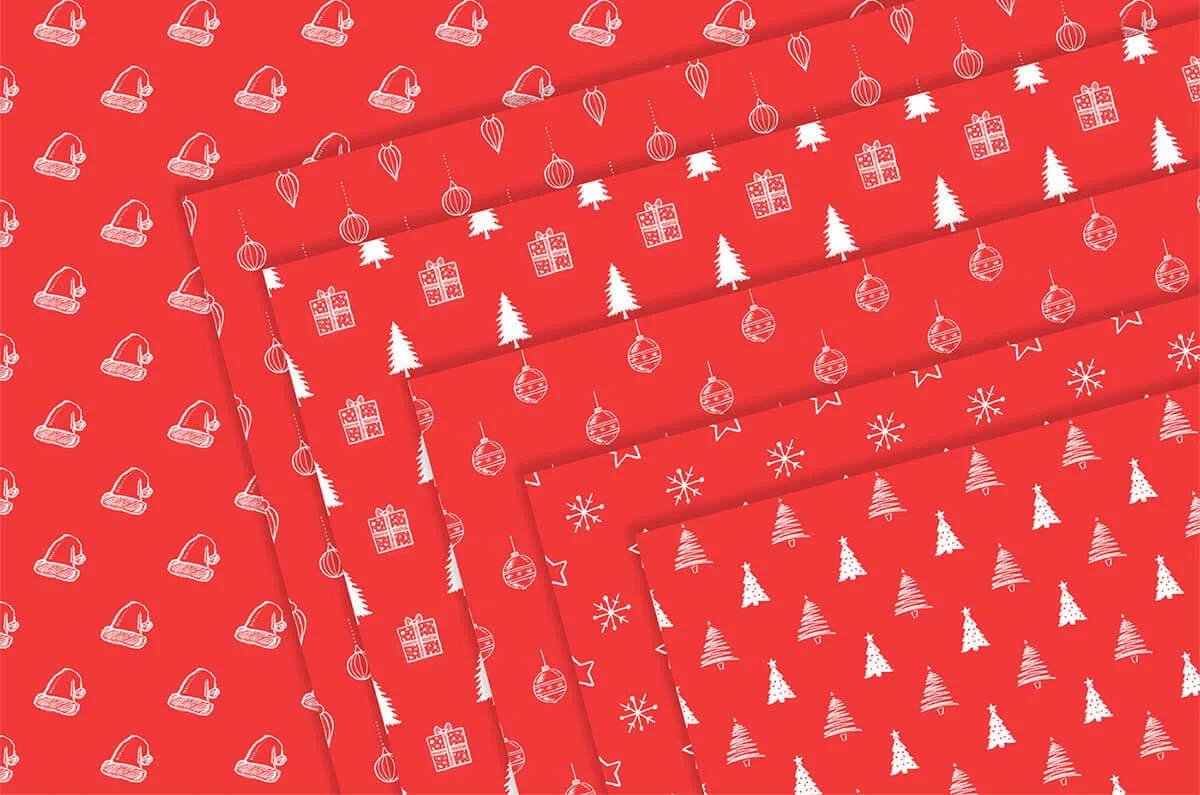 Red and White Christmas Digital Papers