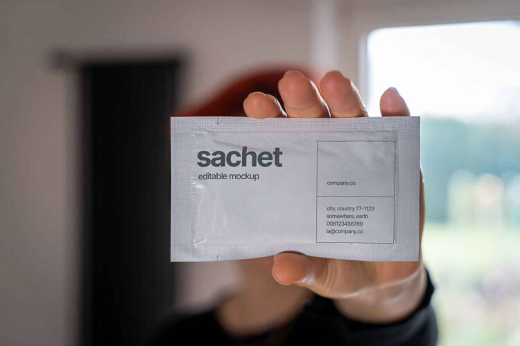 Sachet in Hand Mockup Feature Image