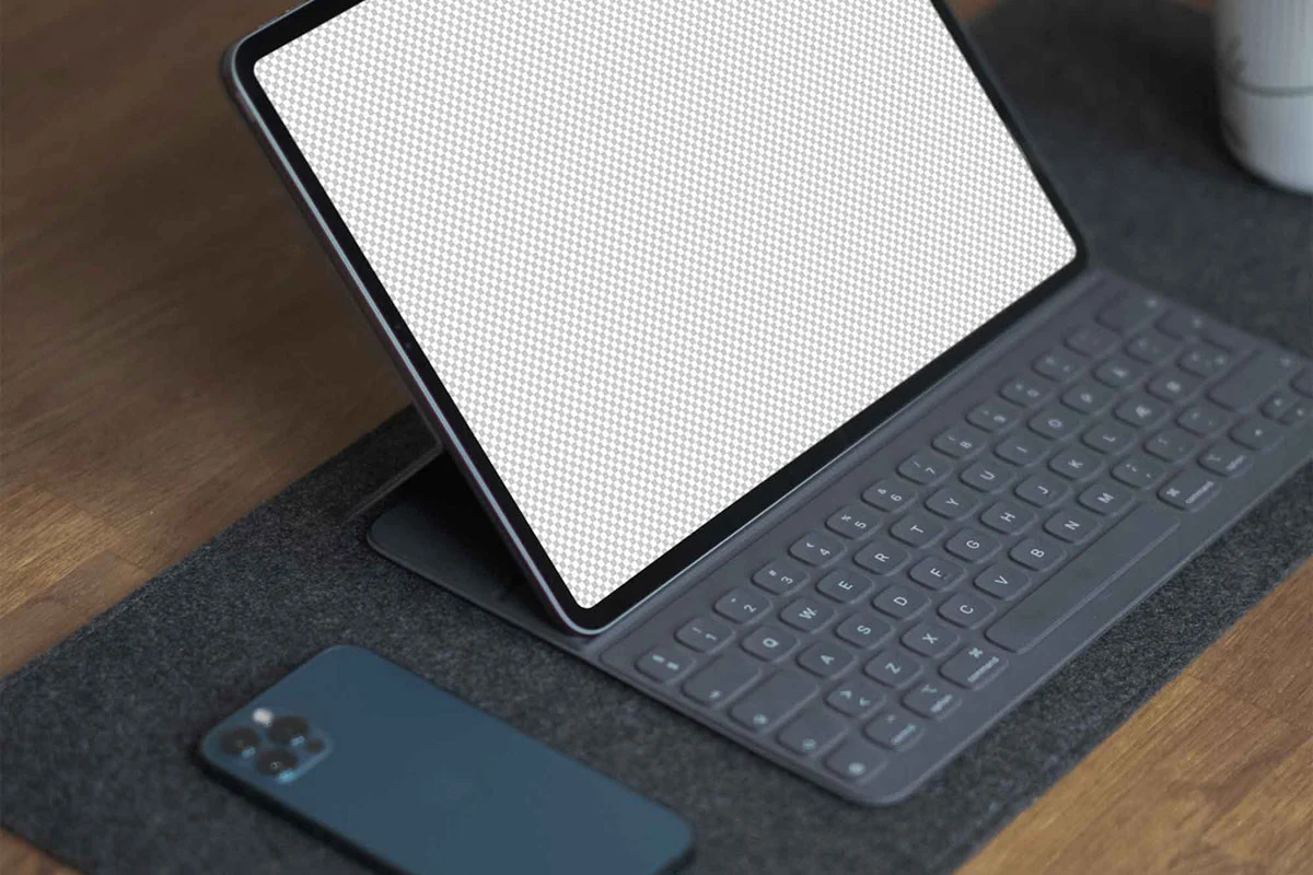Tablet With A Keyboard Mockup Preview Image