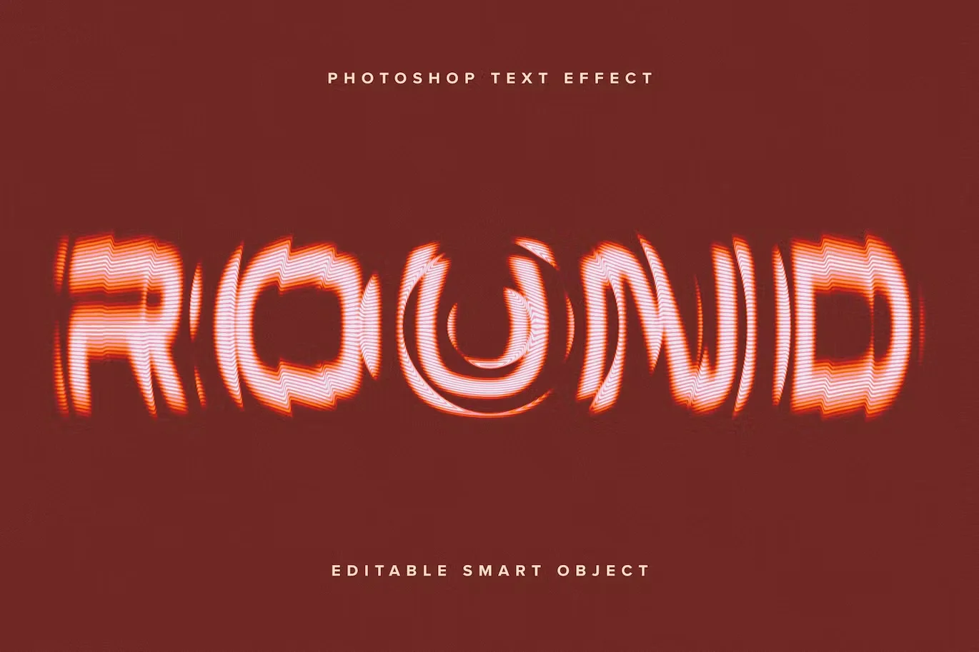 Round Glass Distorted Text Effect Mockup
