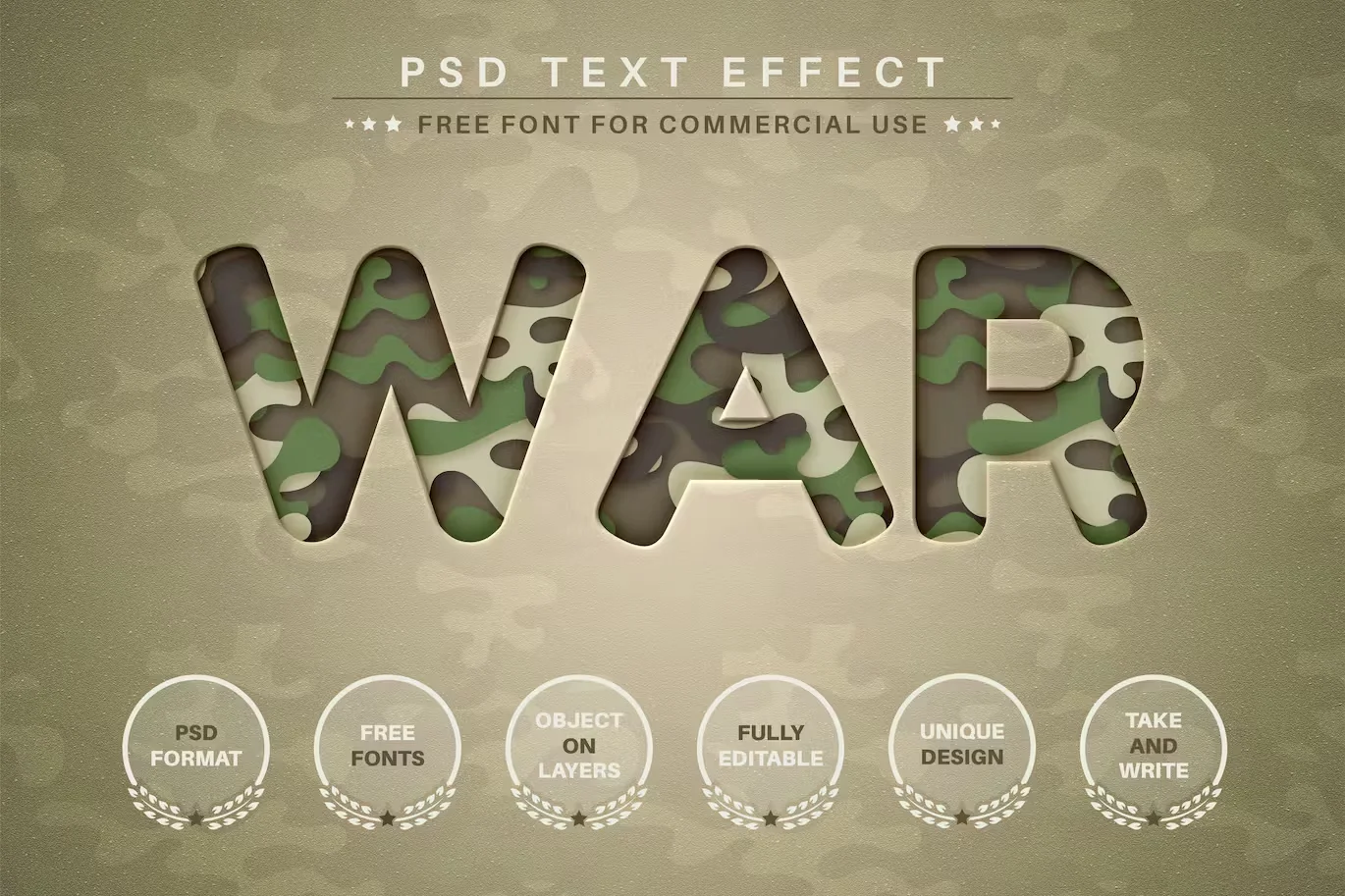 War - PSD Editable Text Effect, Font Style