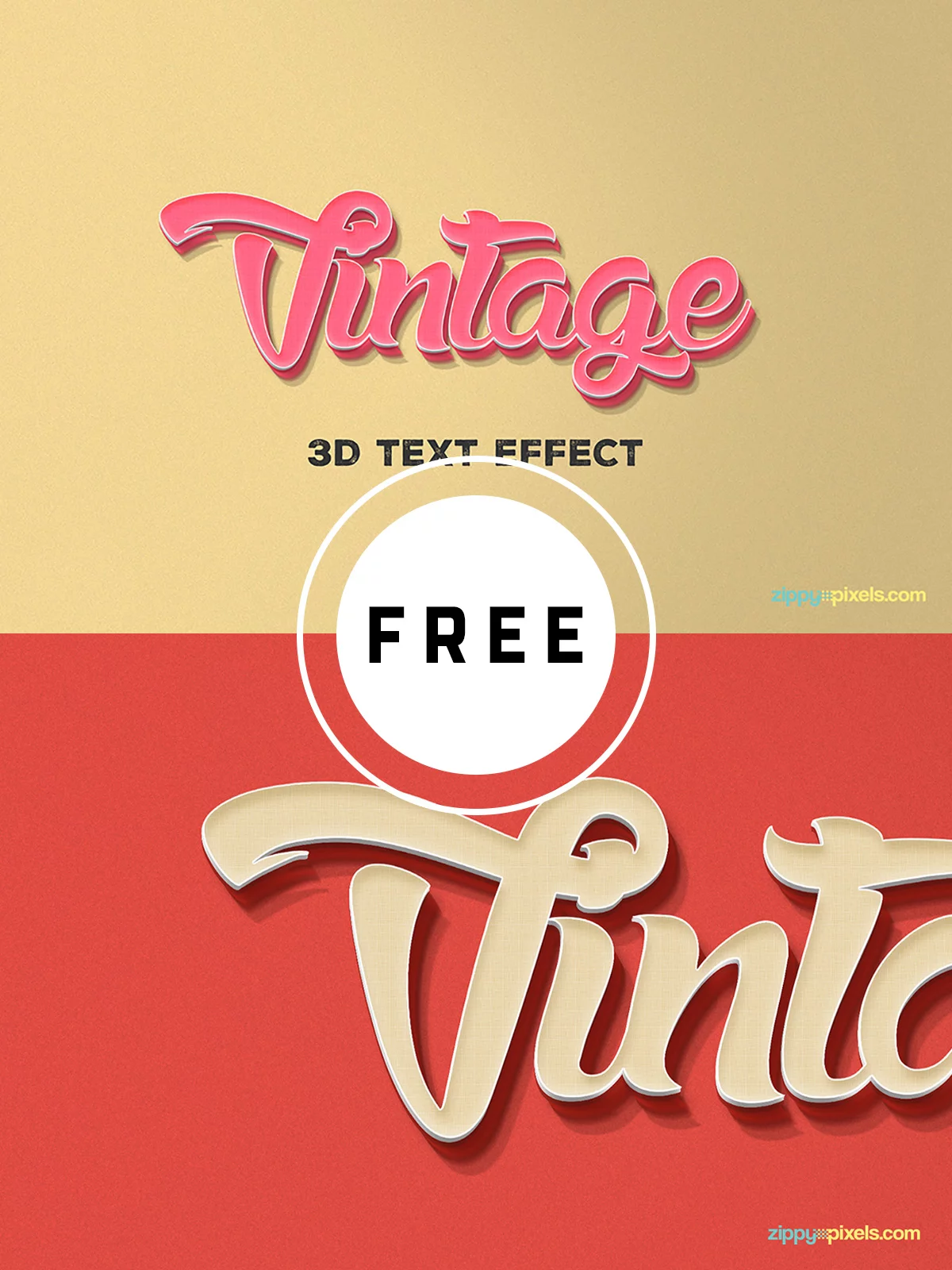 FREE PSD 3D TEXT EFFECT – VINTAGE STYLE