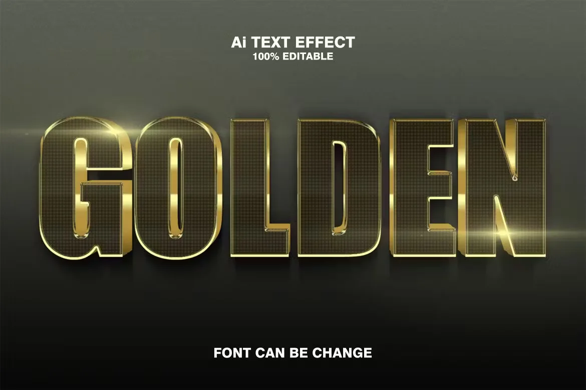golden 3d text effect