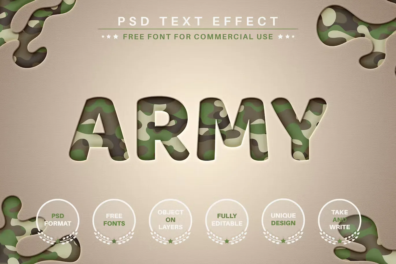 Army - PSD Editable Text Effect, Font Style