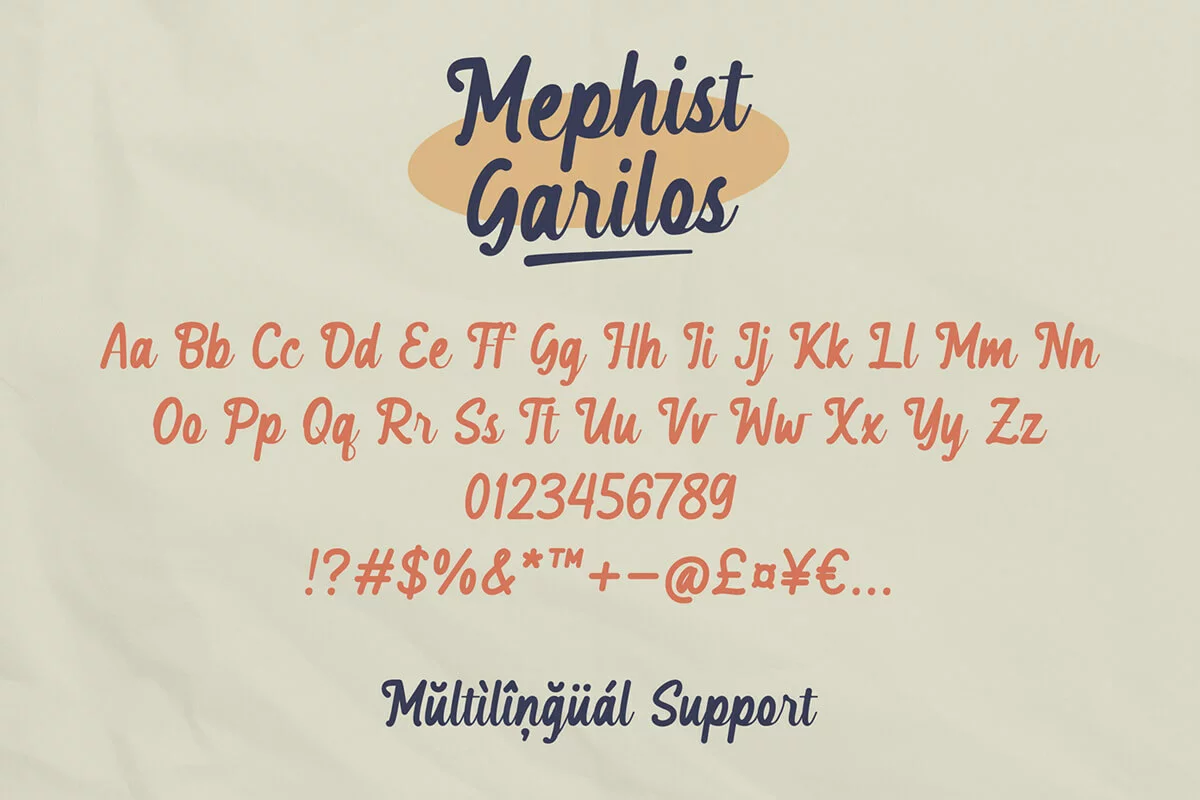Mephist Garilos Script Font Preview 4