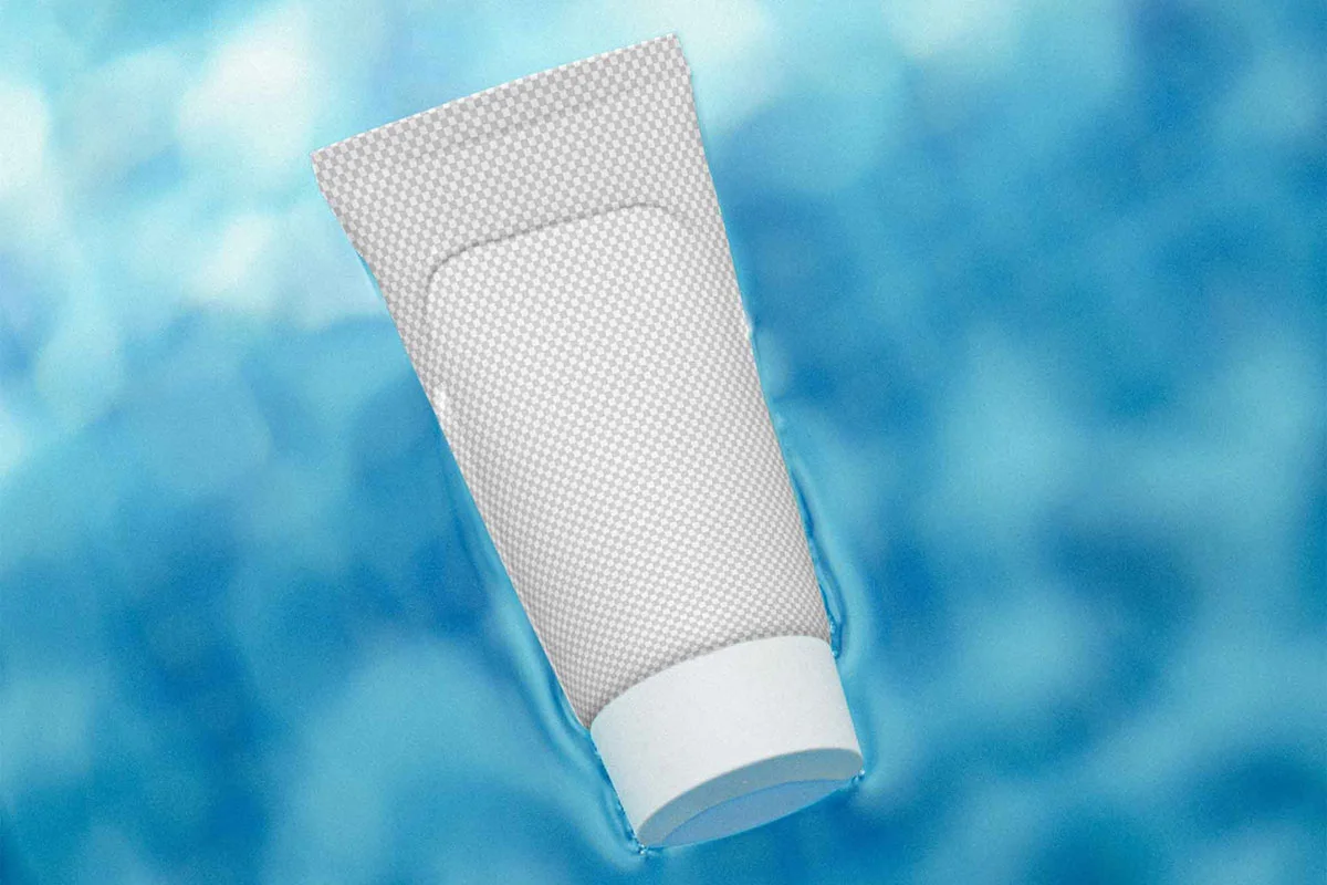 Cream Tube in Water Mockup Preview Image