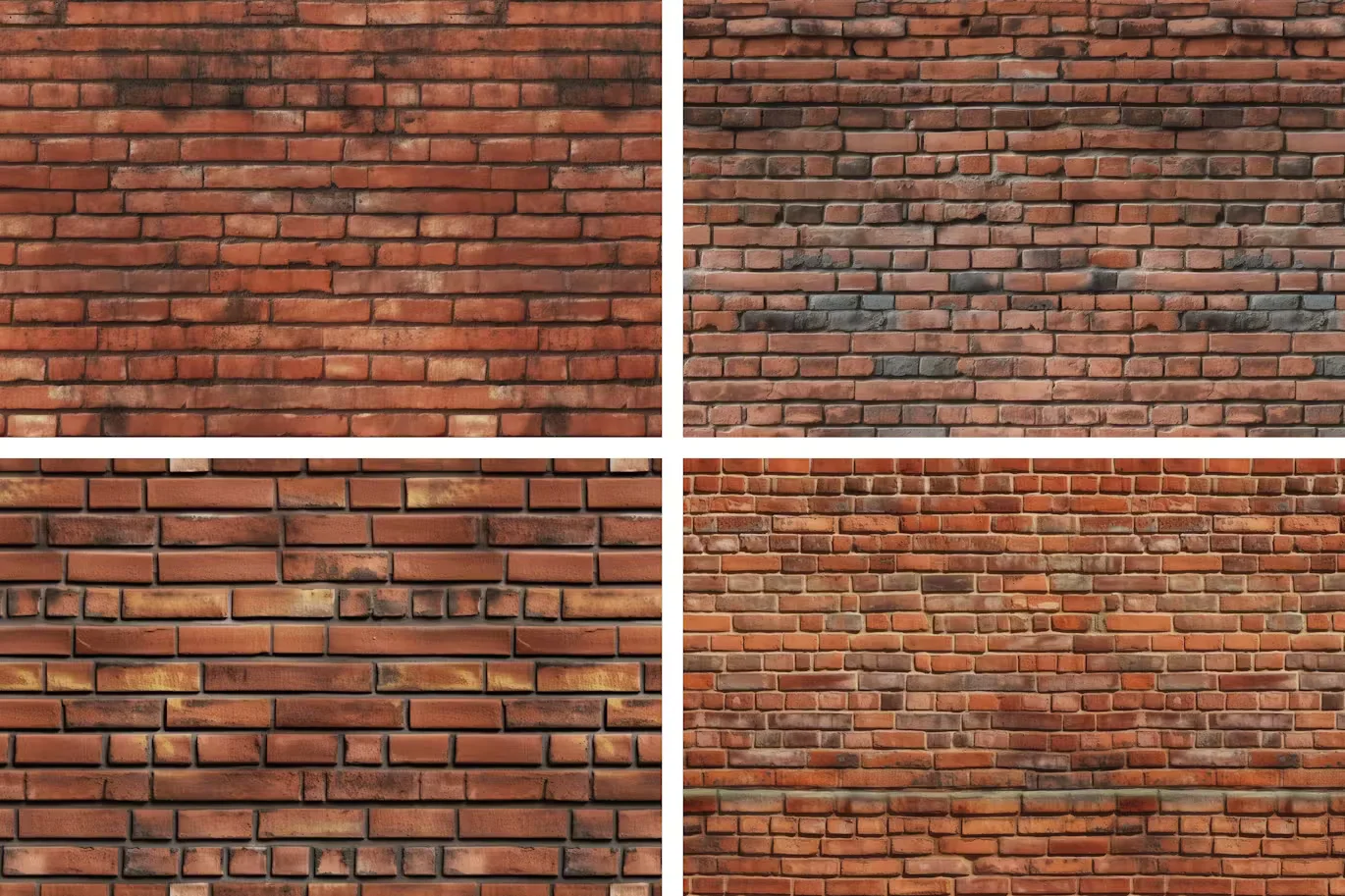 4 seamless red brick wall material texture