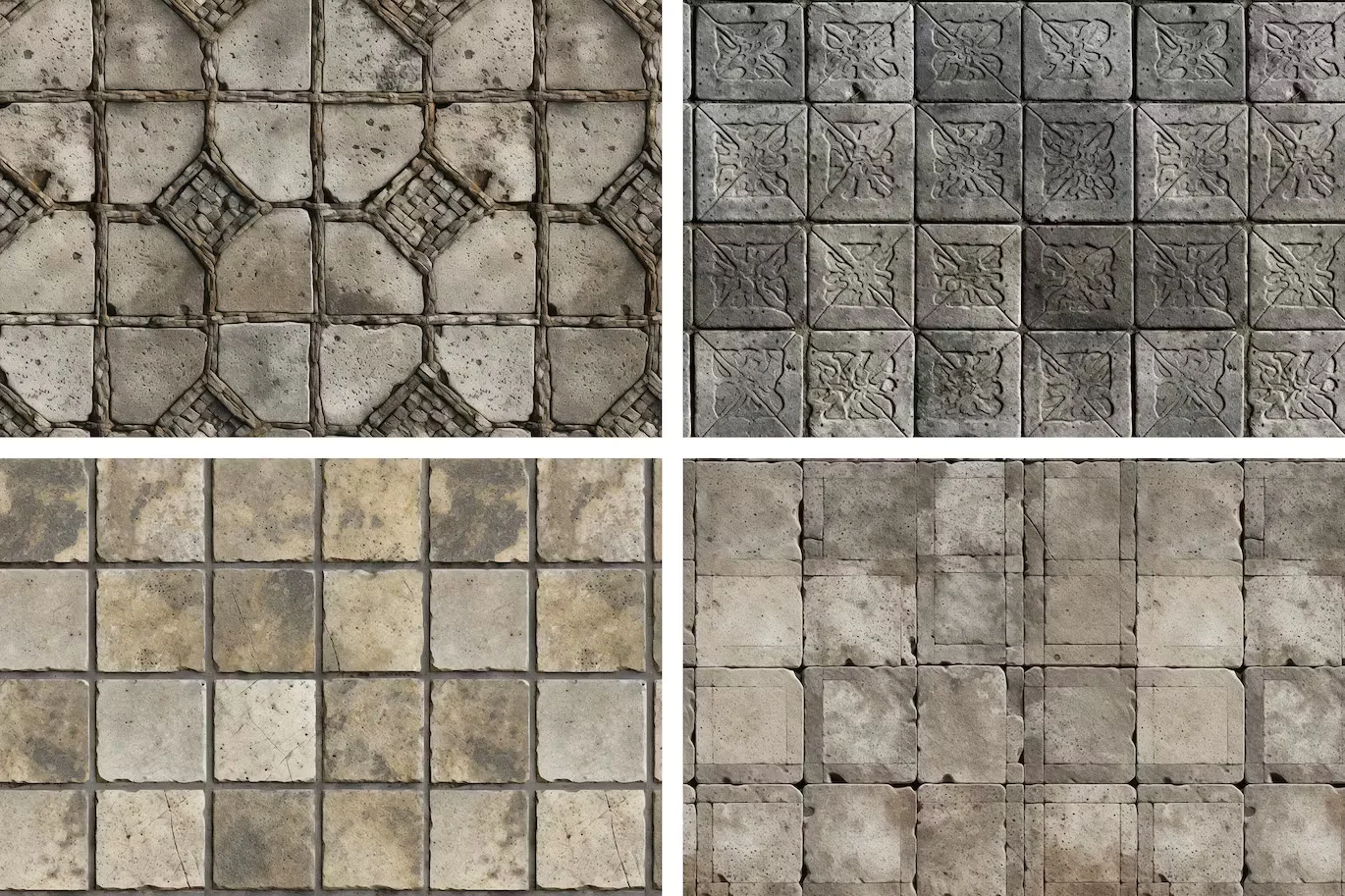 4 seamless concrete floor texture patterns