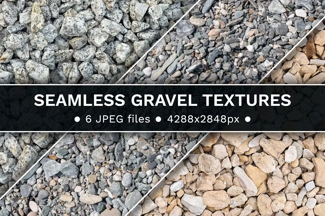 Set of 6 seamless gravel textures
