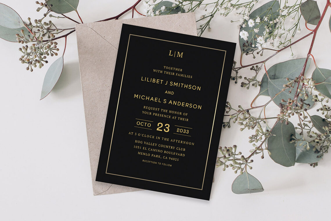 Elegant Black Gold Foil Wedding Invitation Feature Image