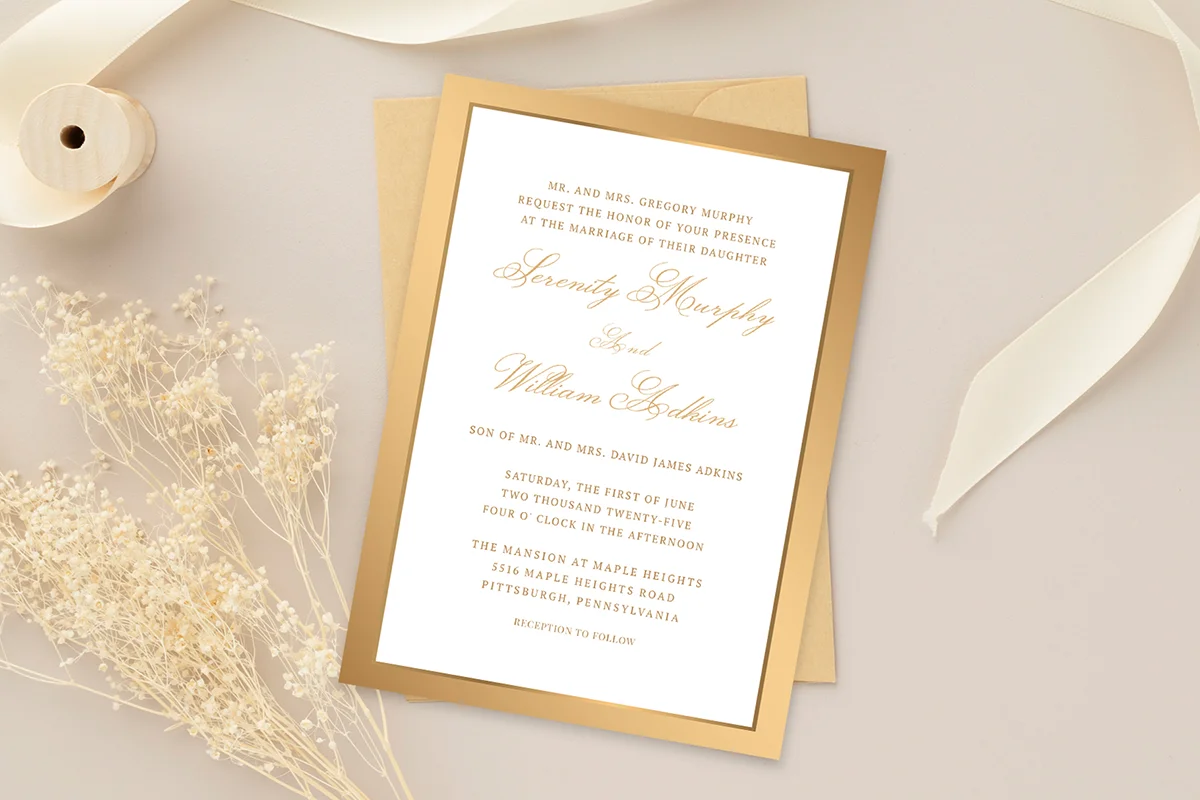 Elegant Gold Calligraphy Wedding Invitation Preview 1
