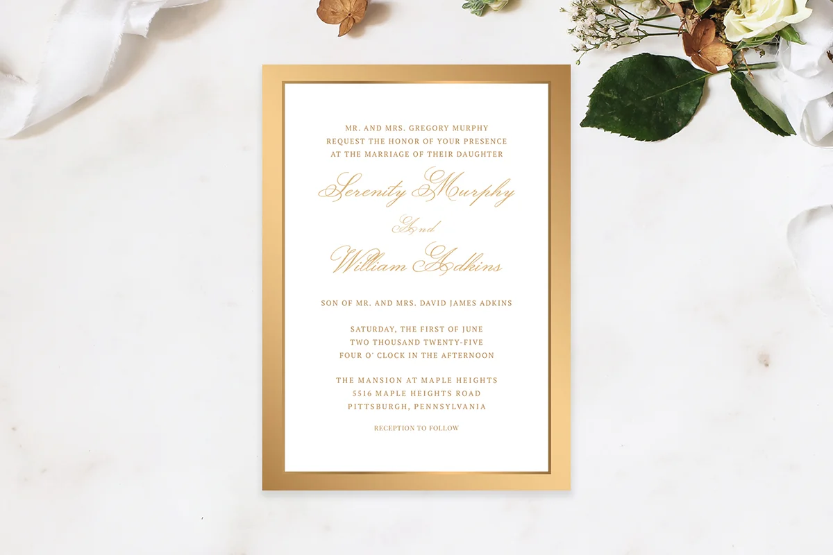 Elegant Gold Calligraphy Wedding Invitation Preview 2