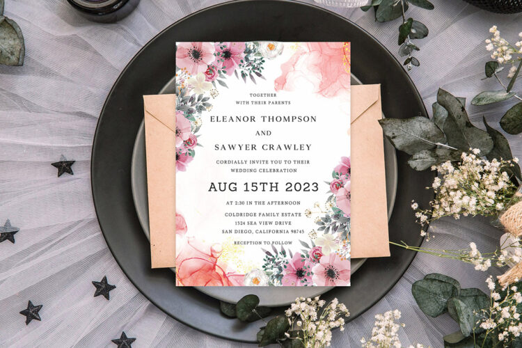 Elegant Pink Floral Wedding Invitation Feature Image