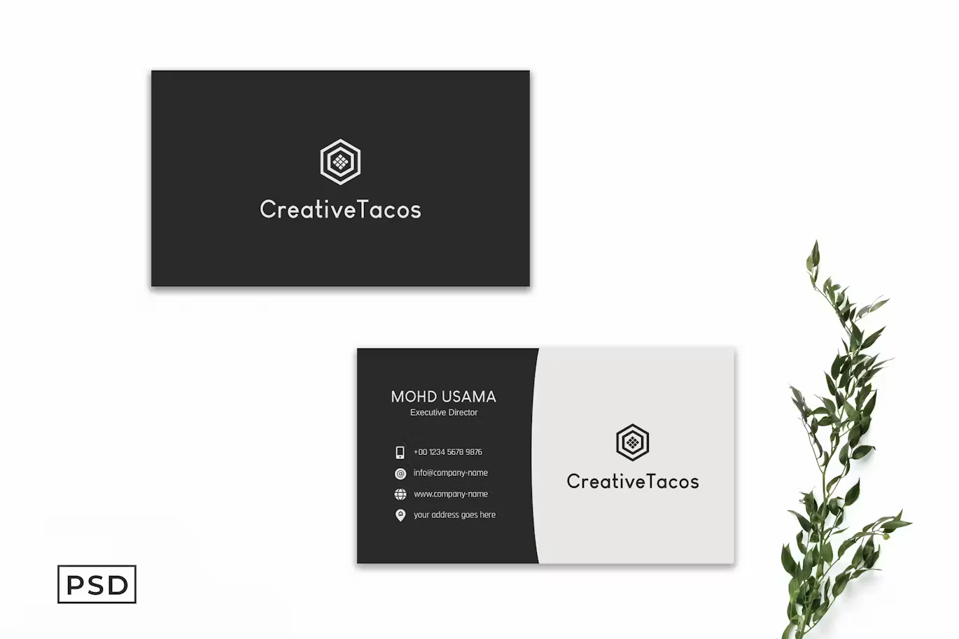 Black & Gray Business Card Template