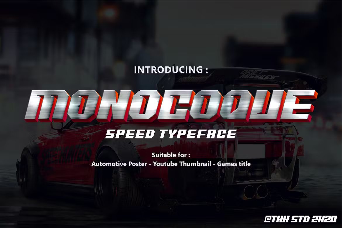 MONOCOQUE - Car Racing Gaming Font