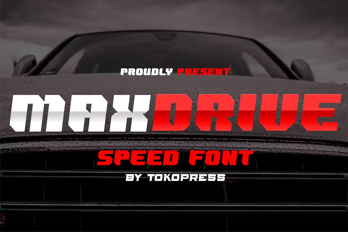 MAXDRIVE- racing gaming font