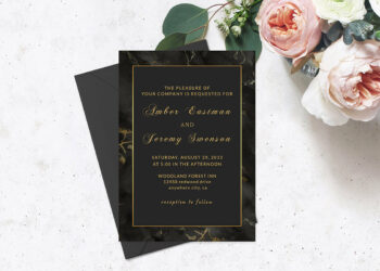 Black And Gold Wedding Invitation Template Cover