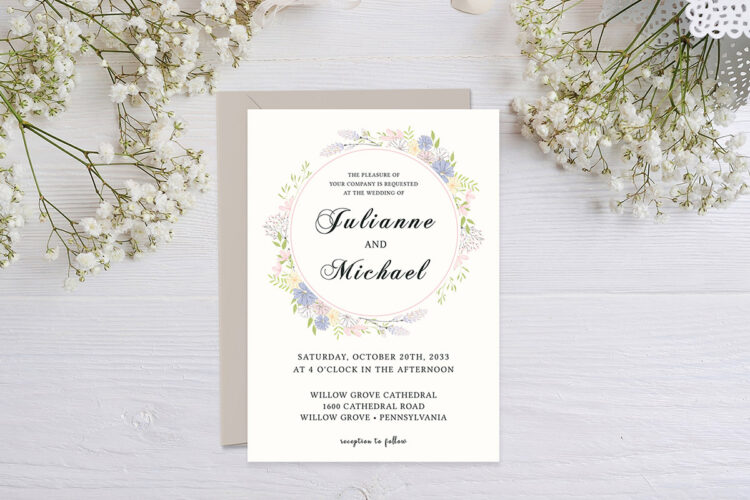 Elegant Blush Floral Greenery Wedding Template Cover