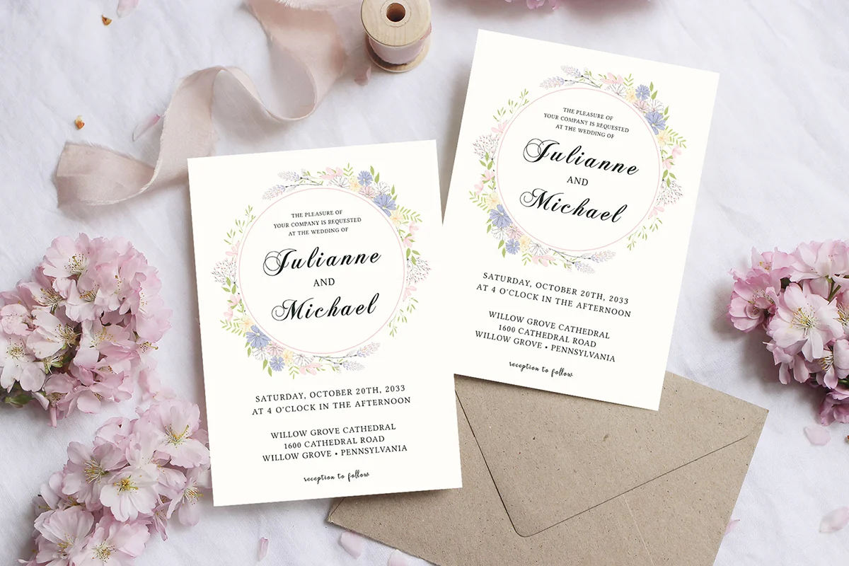 Elegant Blush Floral Greenery Wedding Template Preview 1