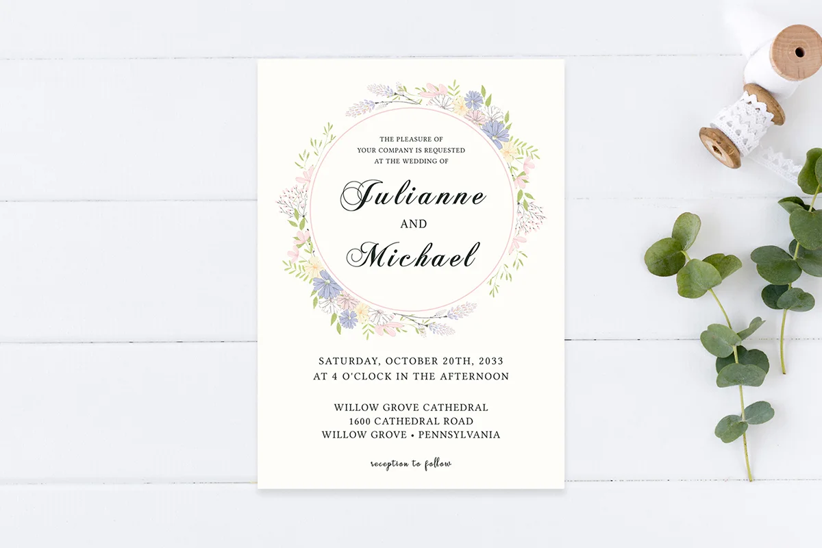 Elegant Blush Floral Greenery Wedding Template Preview 2