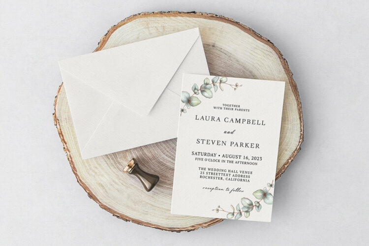Elegant Eucalyptus Wedding Invitation Cover