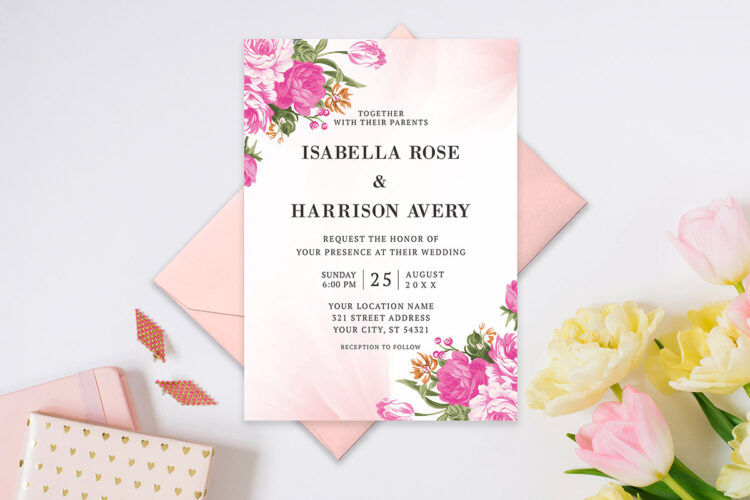 Elegant Pink Watercolor Wedding Invitation Feature Image