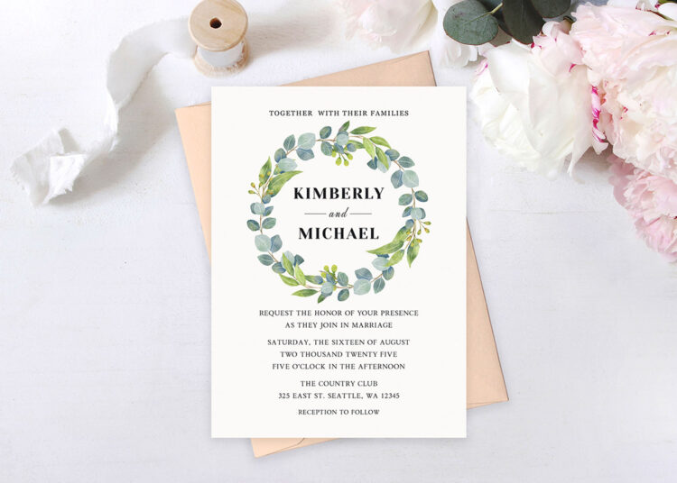 Eucalyptus Green Wreath Wedding Invitation Feature Image