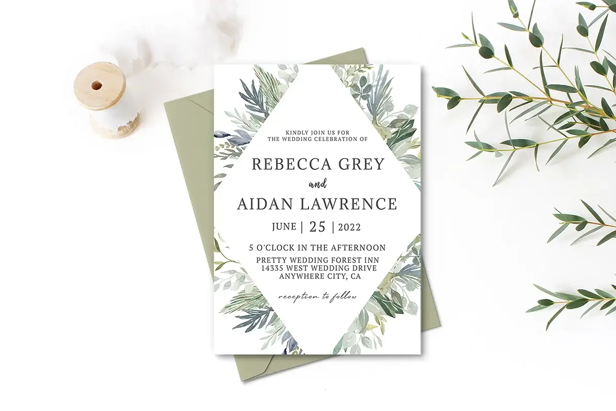 Eucalyptus Greenery Wedding Invitation Preview 1