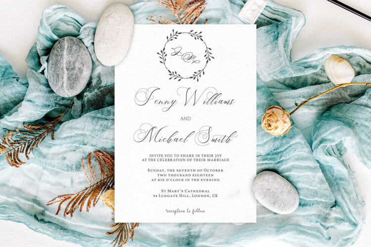 Floral Wreath Wedding Invitation Template V1 Feature