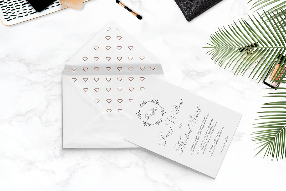 Floral Wreath Wedding Invitation Template Preview 2
