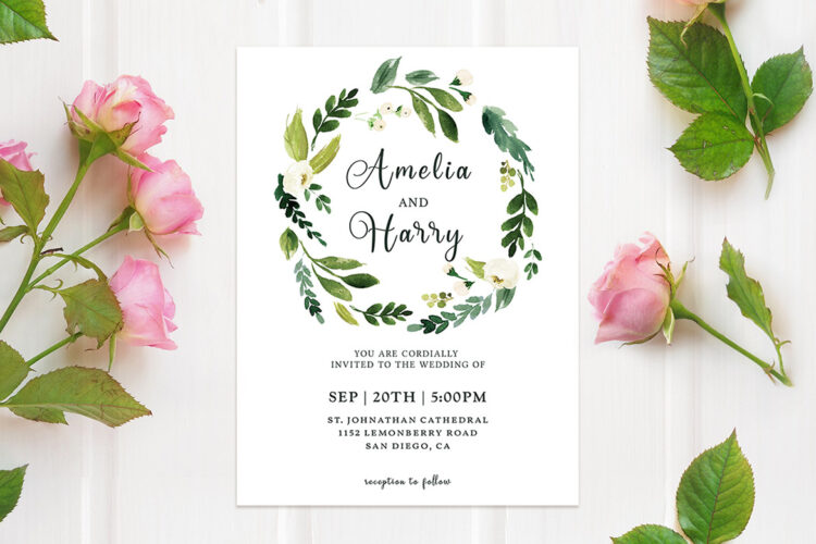 Greenery Floral Wedding Invitation Template Cover