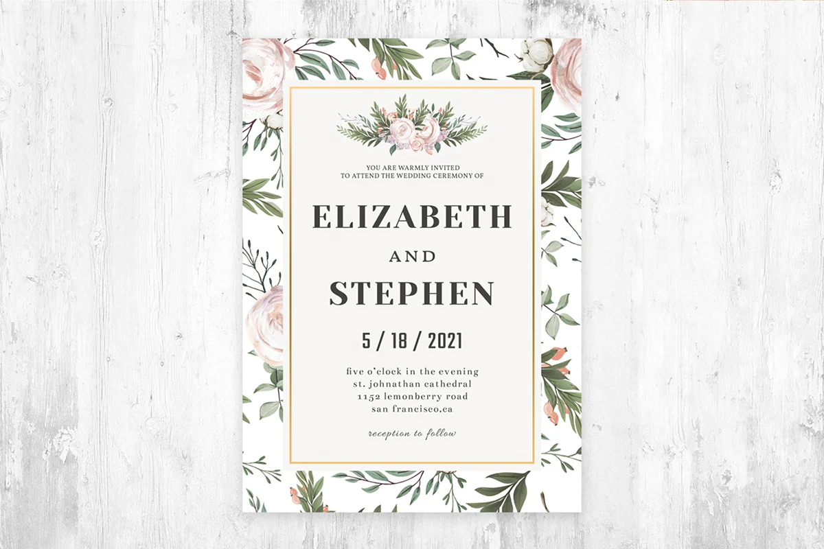 Rustic Floral Wedding Invitation Template Preview 2