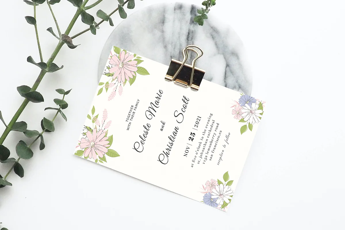 Watercolor Floral Wedding Invitation Template Preview 2